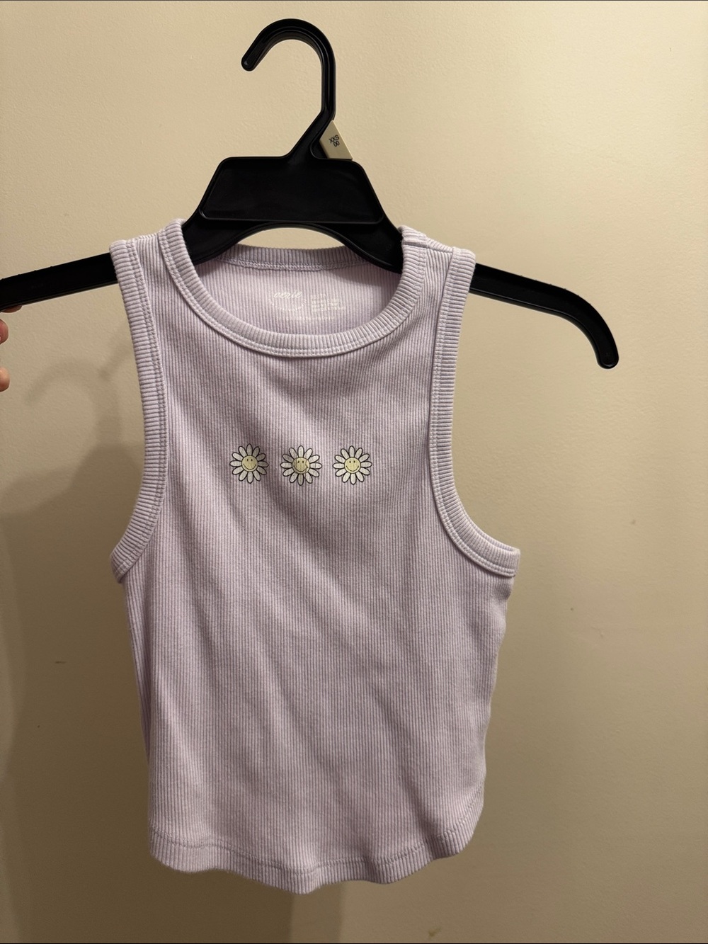 aerie Lilac Ribbed Tank with Daisy Trio